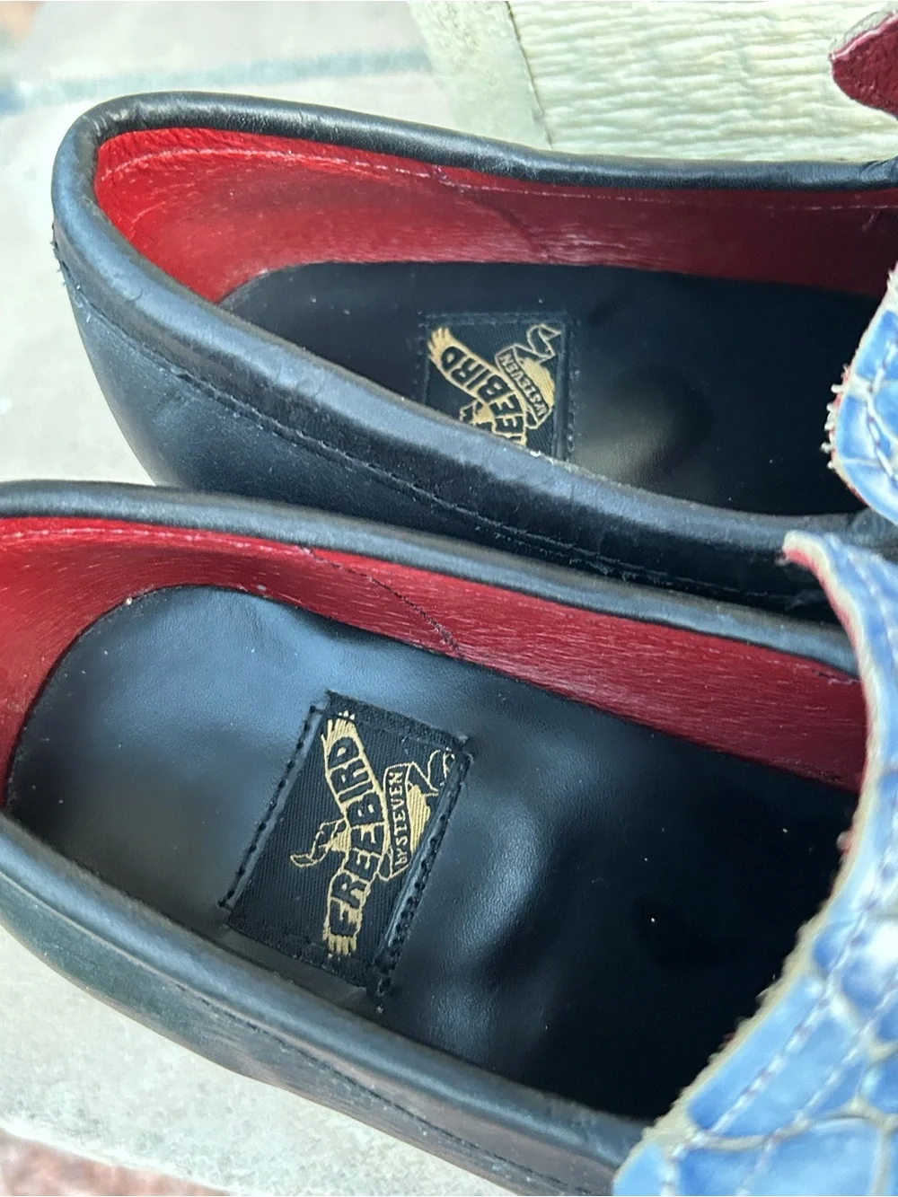 Womens FREEBIRD “Bristol” Loafer Heels Blue Snake Leather sz 7 - Picture 11 of 12